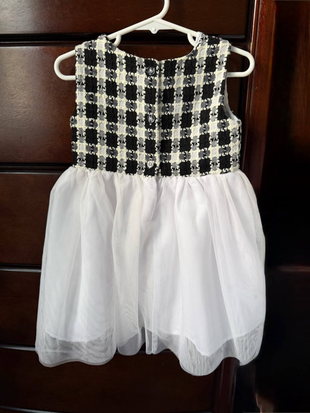 Blueberi Boulevard 3T Tweed Coat & Tutu Dress Set - Black White Plaid 2pc - Picture 3 of 5